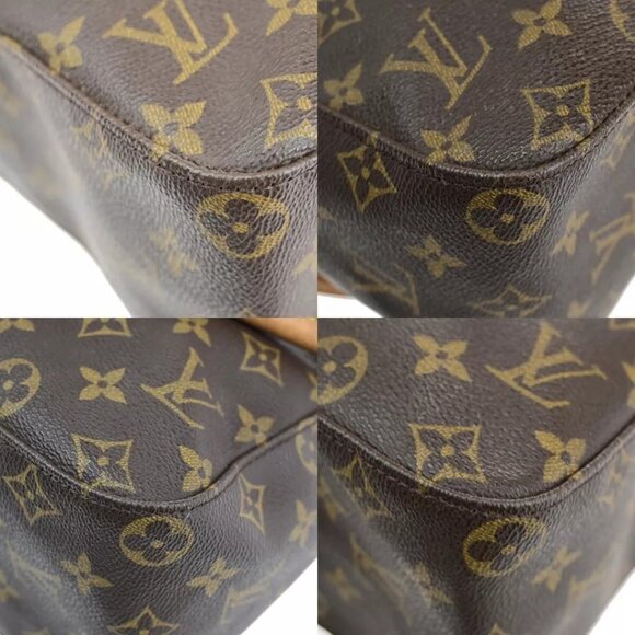 LOUIS VUITTON Logo Looping GM Shoulder Bag Monogram Leather Brown - Picture 14 of 16